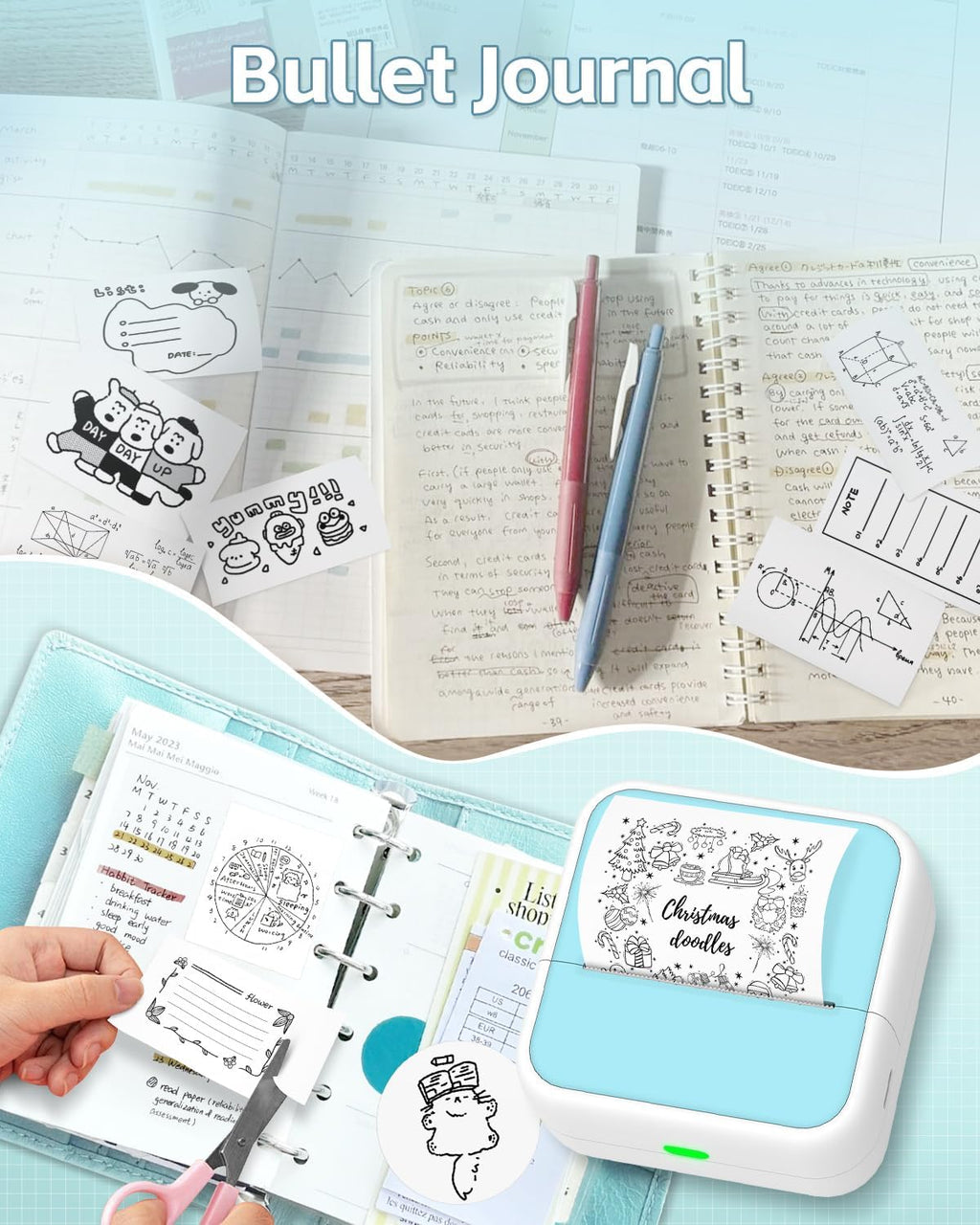 PrintPods Mini Sticker Printer - Bluetooth Thermal Printer for iPhone, Portable Inkless Sticker Maker for Notes, Journals, DIY Projects, and Gifts for Kids