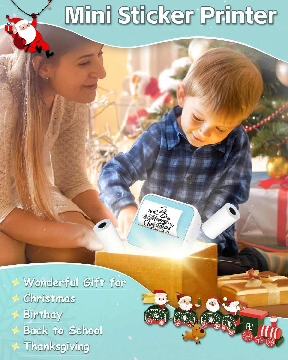 PrintPods Mini Sticker Printer - Bluetooth Thermal Printer for iPhone, Portable Inkless Sticker Maker for Notes, Journals, DIY Projects, and Gifts for Kids