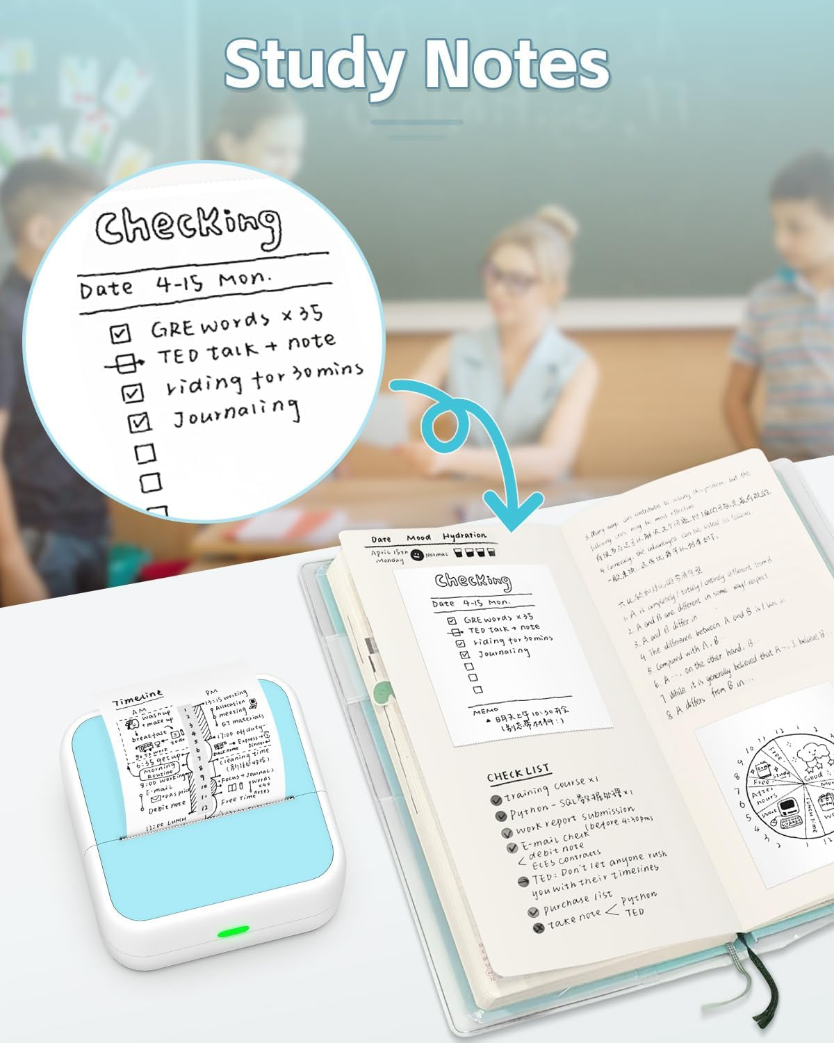 PrintPods Mini Sticker Printer - Bluetooth Thermal Printer for iPhone, Portable Inkless Sticker Maker for Notes, Journals, DIY Projects, and Gifts for Kids