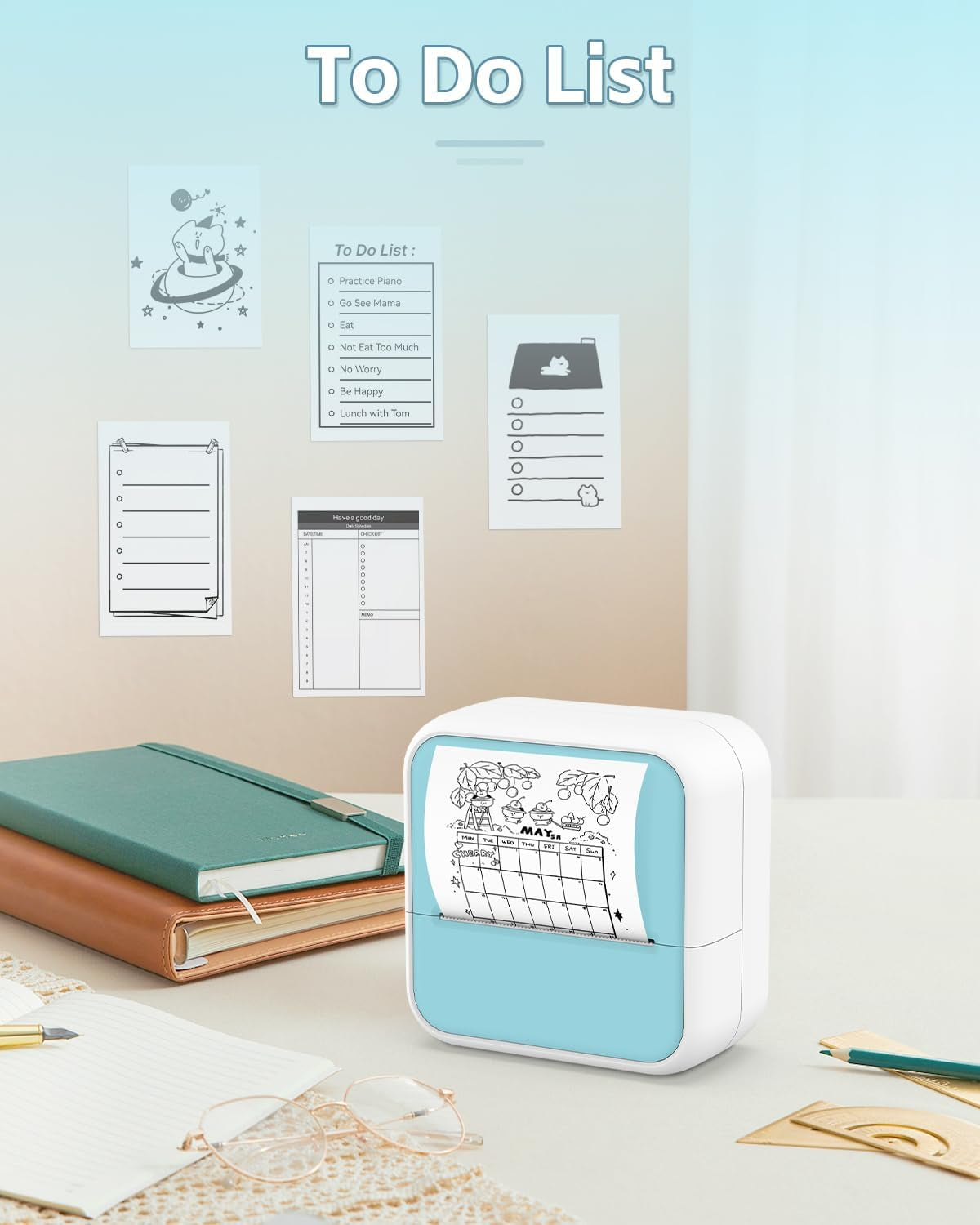 PrintPods Mini Sticker Printer - Bluetooth Thermal Printer for iPhone, Portable Inkless Sticker Maker for Notes, Journals, DIY Projects, and Gifts for Kids