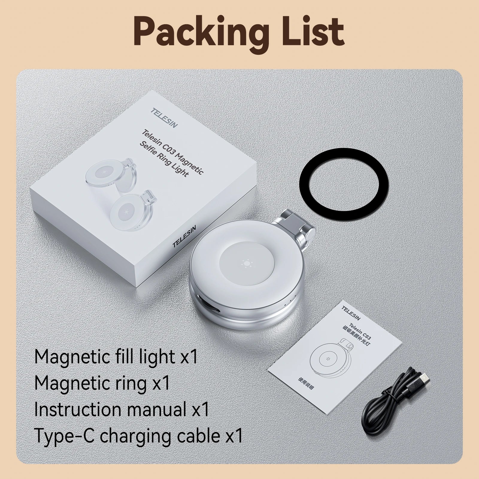 Magnetic Mini Selfie Fill Light for Smartphones – 3-Mode Adjustable Brightness | MagSafe Clip-On LED Light with Mirror for iPhone, Samsung, Xiaomi, Huawei