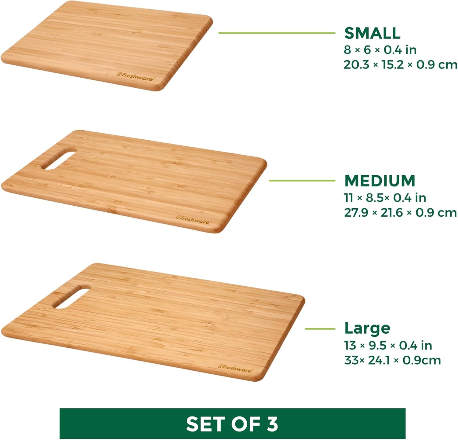 Premium 3 Pieces Bamboo Cutting Board Set – Wooden Chopping Boards for Meat, Vegetables, Fruits & Cheese | Knife-Friendly, Eco-Friendly, and Durable Kitchen Essentials with Handles