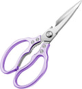 Professional Grade Kitchen Shears, Dishwasher Safe, Versatile Scissors for Meat, Poultry, Fish, Herbs, and Bread (Purple)