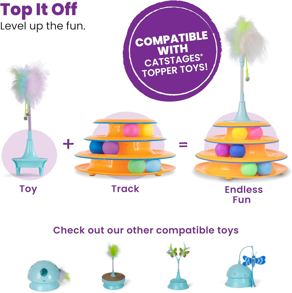 Tower of Tracks – 3-Level Interactive Cat Toy with 6 Rolling Balls | Engaging Indoor Cat Track Tower