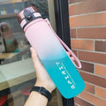 1 Liter Large Capacity Sports Water Bottle Leak Proof Colorful Plastic Cup Drinking Outdoor Travel Portable Gym Fitness Jugs