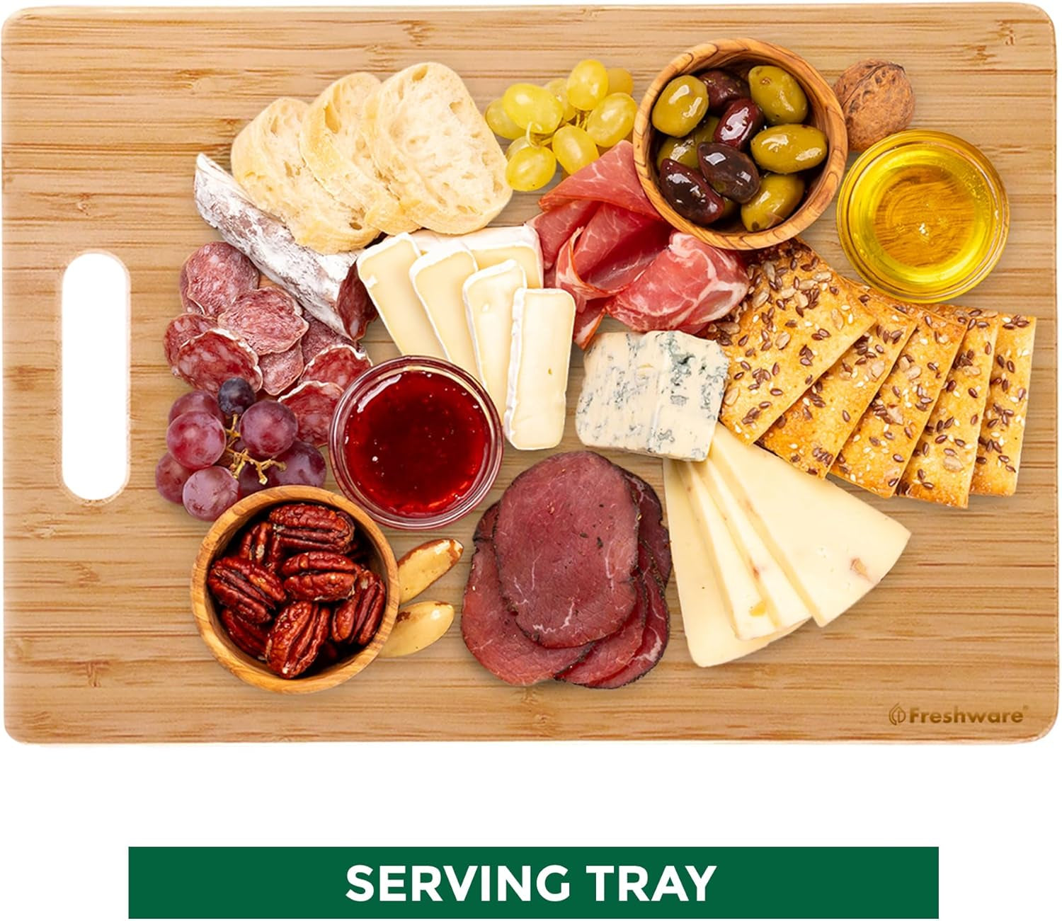 Premium 3 Pieces Bamboo Cutting Board Set – Wooden Chopping Boards for Meat, Vegetables, Fruits & Cheese | Knife-Friendly, Eco-Friendly, and Durable Kitchen Essentials with Handles