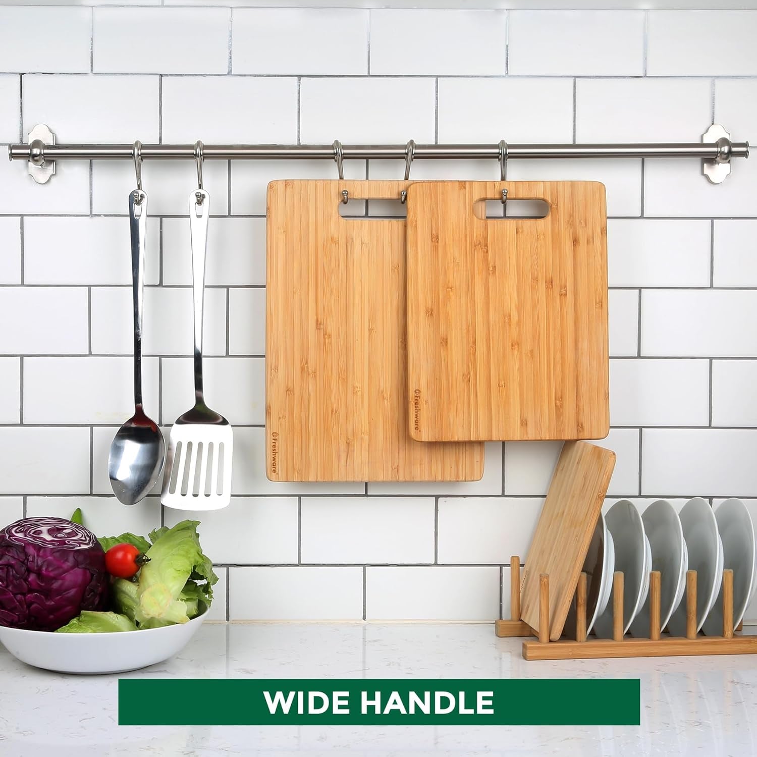 Premium 3 Pieces Bamboo Cutting Board Set – Wooden Chopping Boards for Meat, Vegetables, Fruits & Cheese | Knife-Friendly, Eco-Friendly, and Durable Kitchen Essentials with Handles