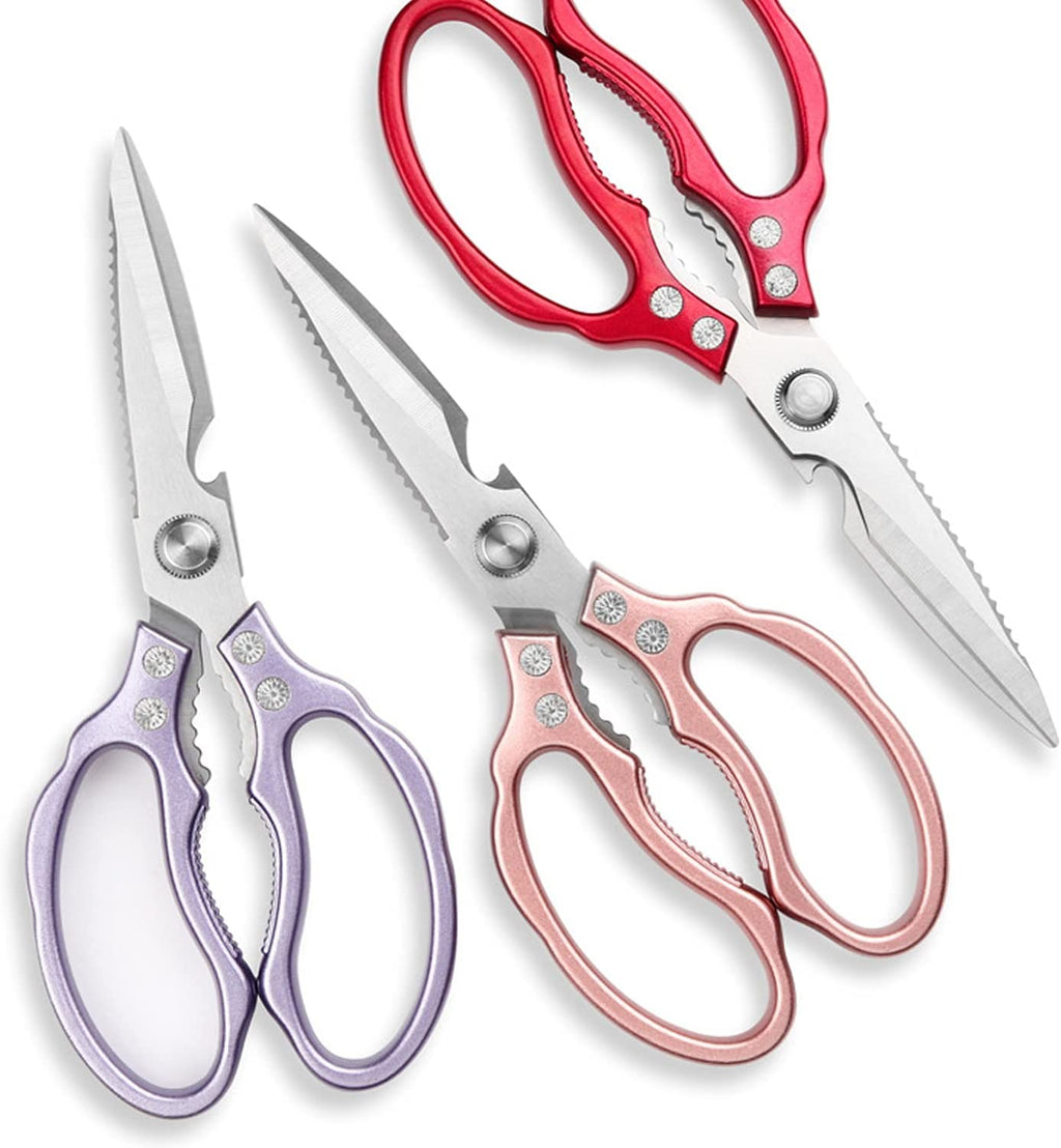 Professional Grade Kitchen Shears, Dishwasher Safe, Versatile Scissors for Meat, Poultry, Fish, Herbs, and Bread (Purple)